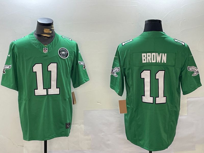 Men Philadelphia Eagles #11 Brown Green Throwback 2024 Nike Vapor Limited NFL Jersey style 2